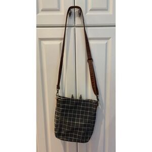 Maika Canvas City Sling Belvedere Bag Black Gray White Adjustable Crossbody